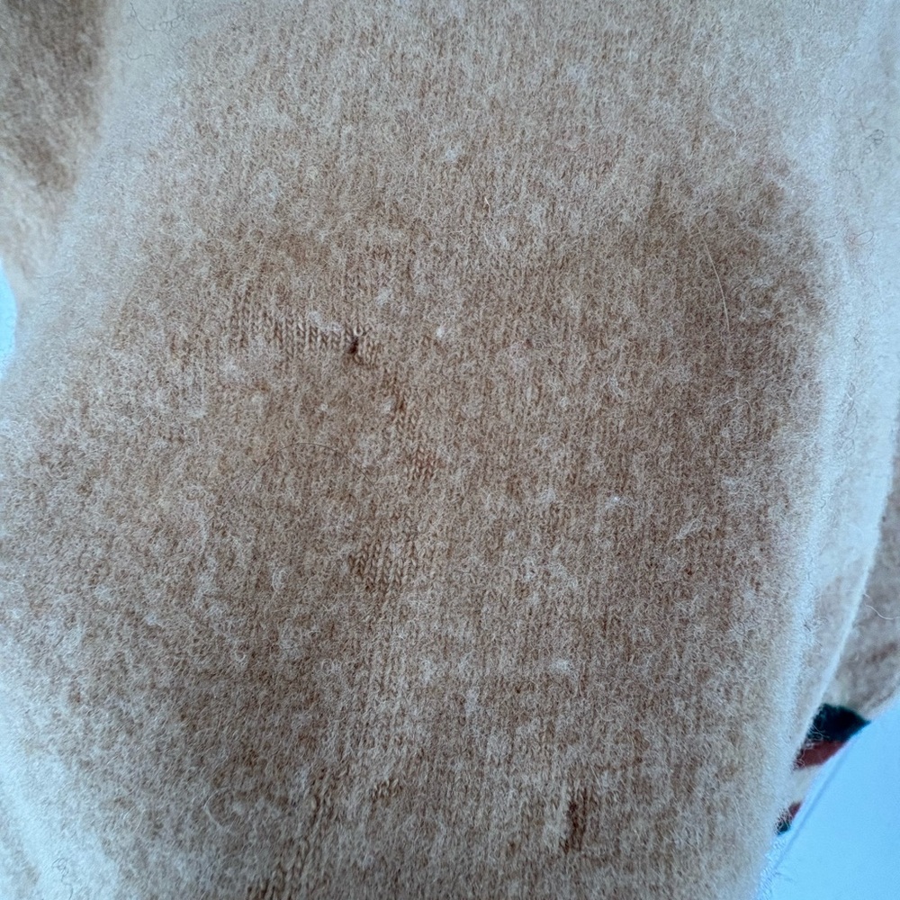 JeffLamb  Tan V-Neck Sweater Vest with Stripes Small tiny holes !! See photos - Picture 5 of 7